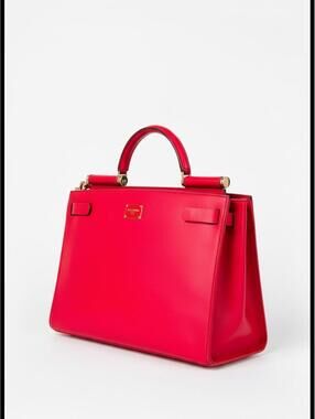 Dolce & Gabbana Sicily 62 Red Leather Top Handle Bag NWT Gold Hardware